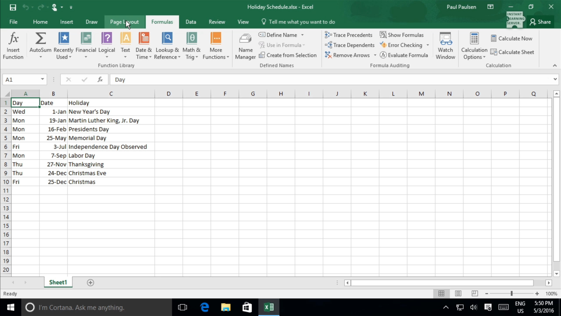 free excel training 2016 download