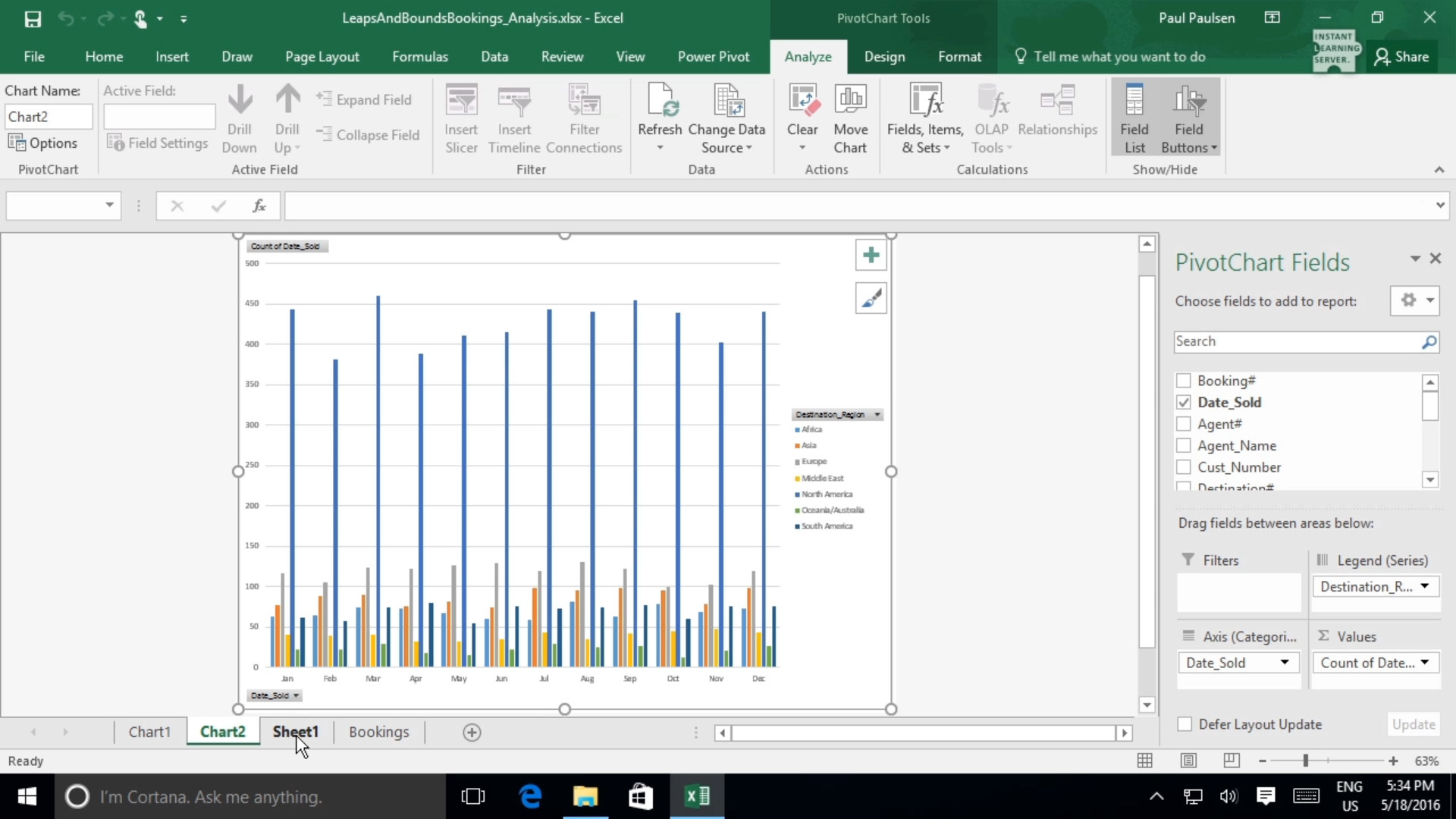 Working With Pivot Charts In Excel 2016 Online Excel Course