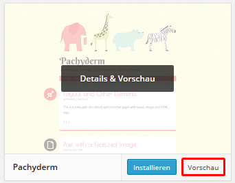 Themevorschau in WordPress
