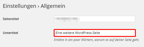 Untertitel des WordPress Blogs ändern