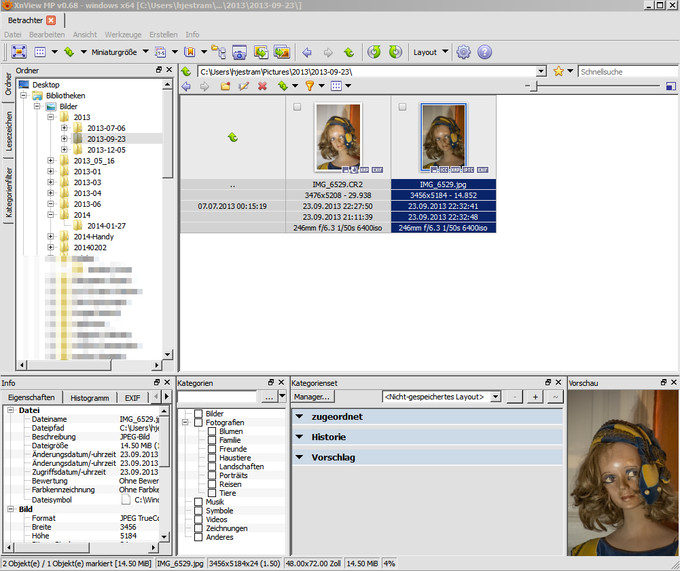 Benutzeroberfläche von XnViewMP beim ersten Programmstart