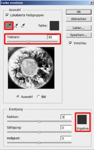 Dialogfenster „Farbe ersetzen“