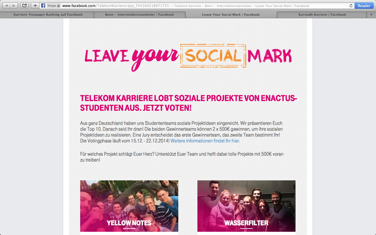 Facebook-Kampagne: "Leave your Social Mark"