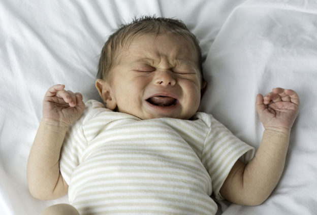 human male white newborn baby crying